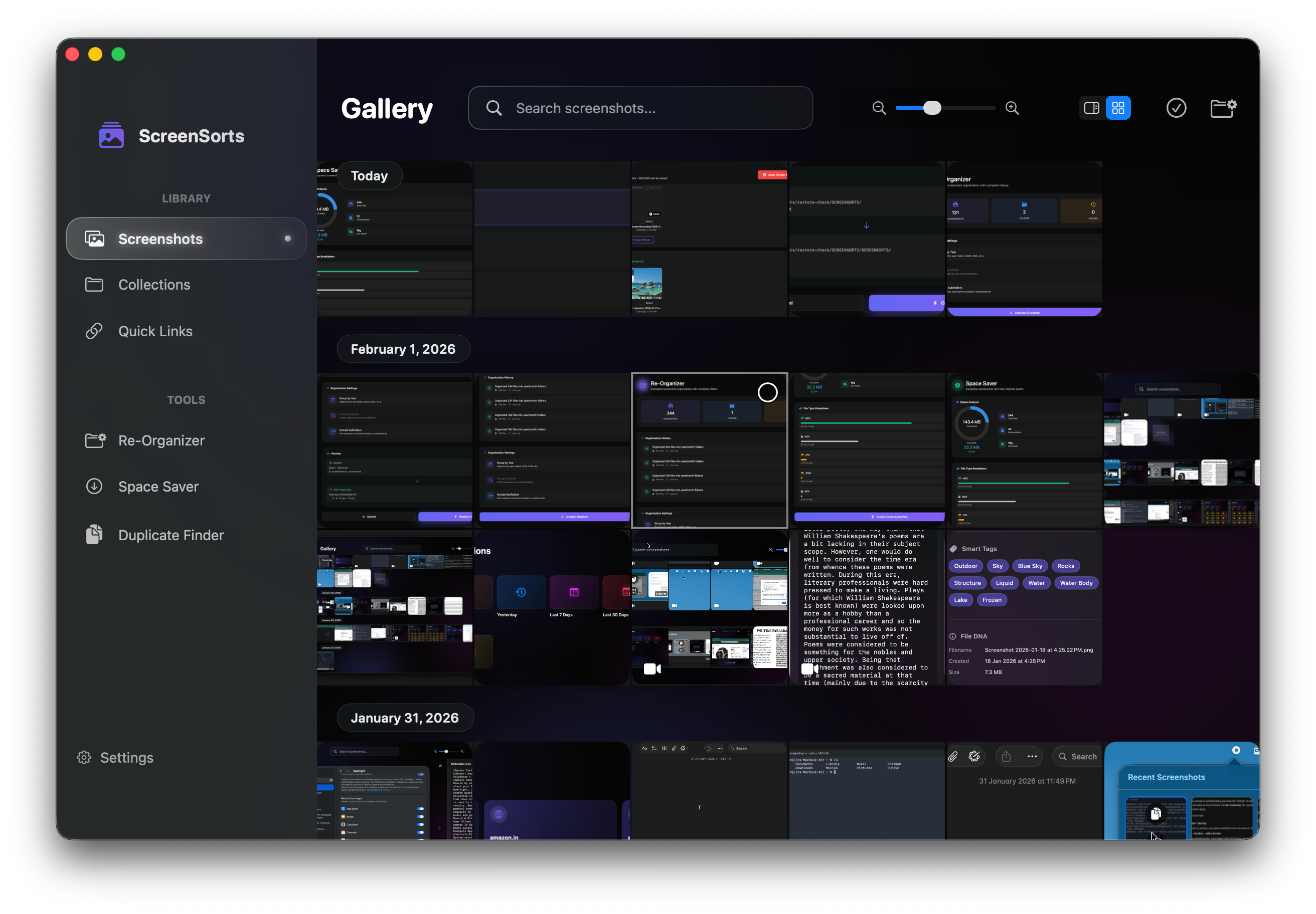 ScreenSorts Dashboard