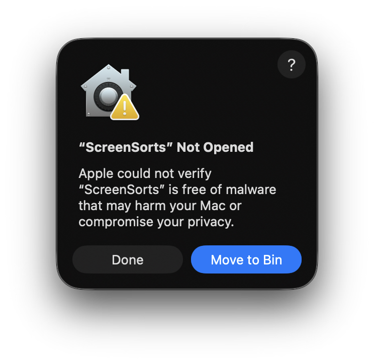 MacOS Warning Dialog